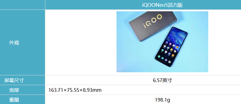 iQOONeo5活力版机身尺寸及重量一览