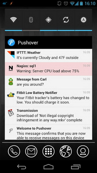 Pushover通知栏APP截图