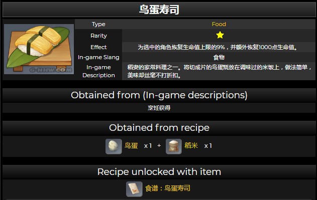 原神鸟蛋寿司食谱获取方式