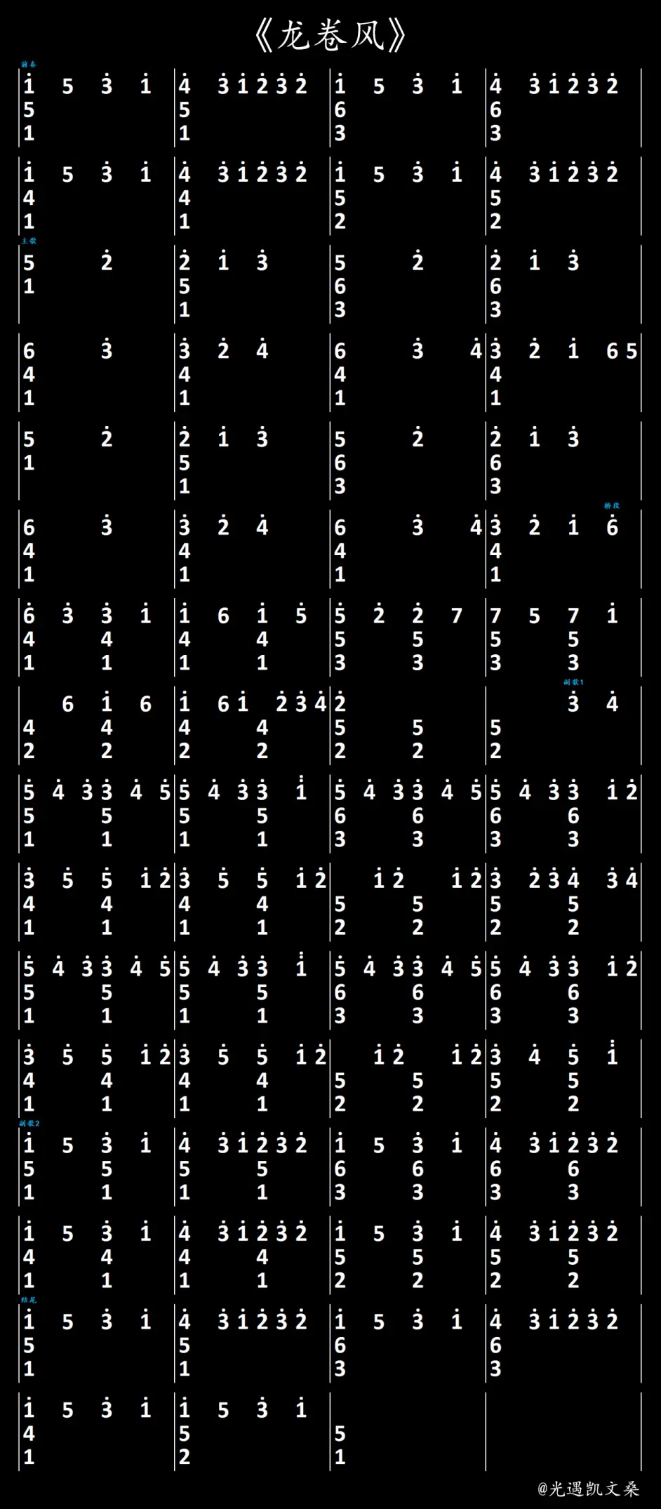 >>>光遇简谱大全<<<光遇龙卷风乐谱第一行主旋律第二三