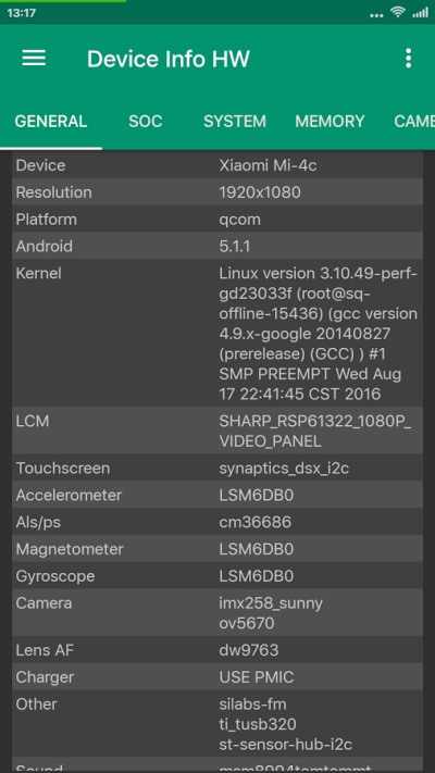 Device Info HW