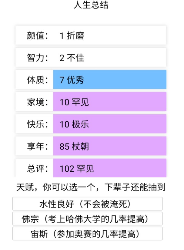 人生模拟器全属性999999999