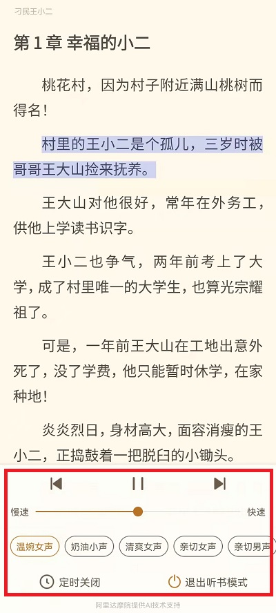 书旗小说听书模式在哪关