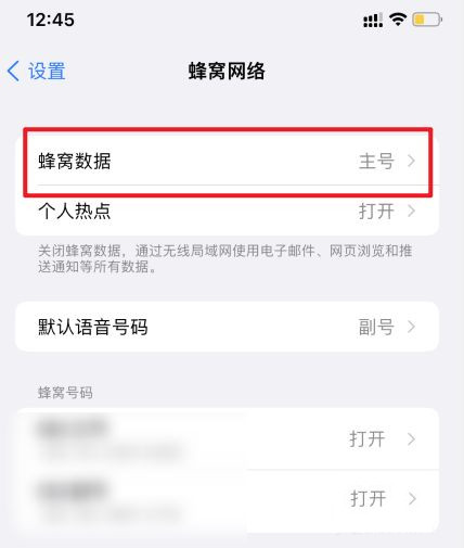 苹果13怎么用主卡的蜂窝数据