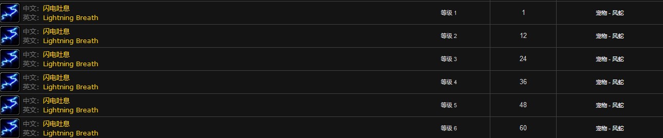 tbc风蛇闪电吐息最高几级