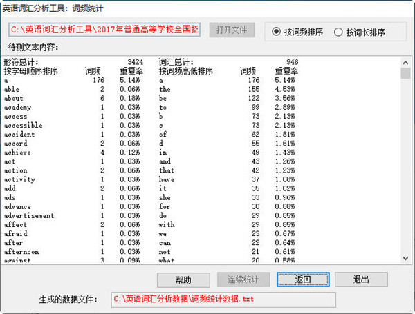 英语词汇分析工具