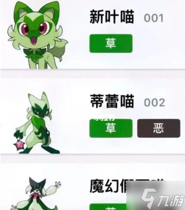 宝可梦朱紫御三家进化名字