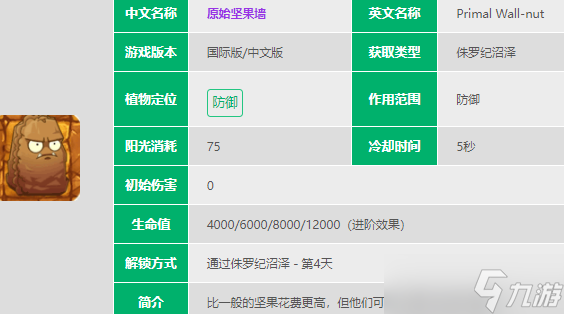 植物大战僵尸2原始坚果墙怎么样 原始坚果墙图鉴大全