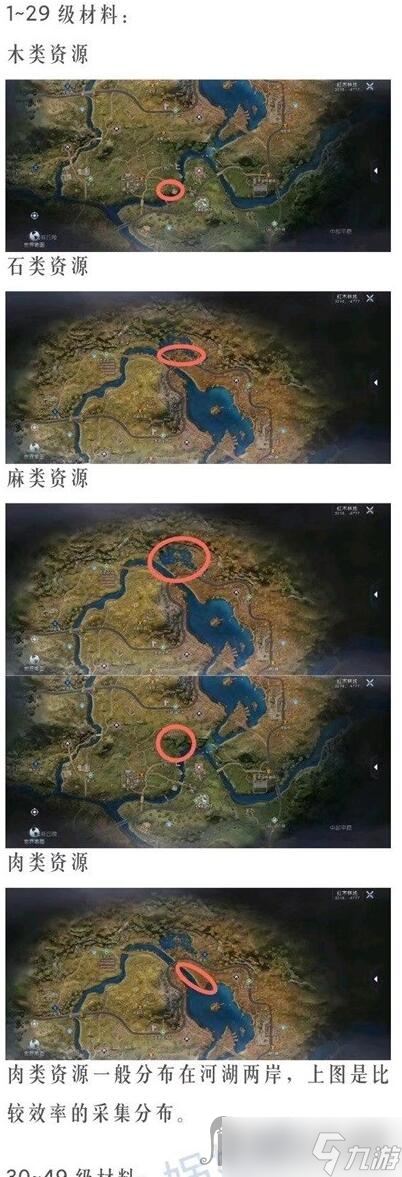 《黎明觉醒生机》1级到29级材料分布图