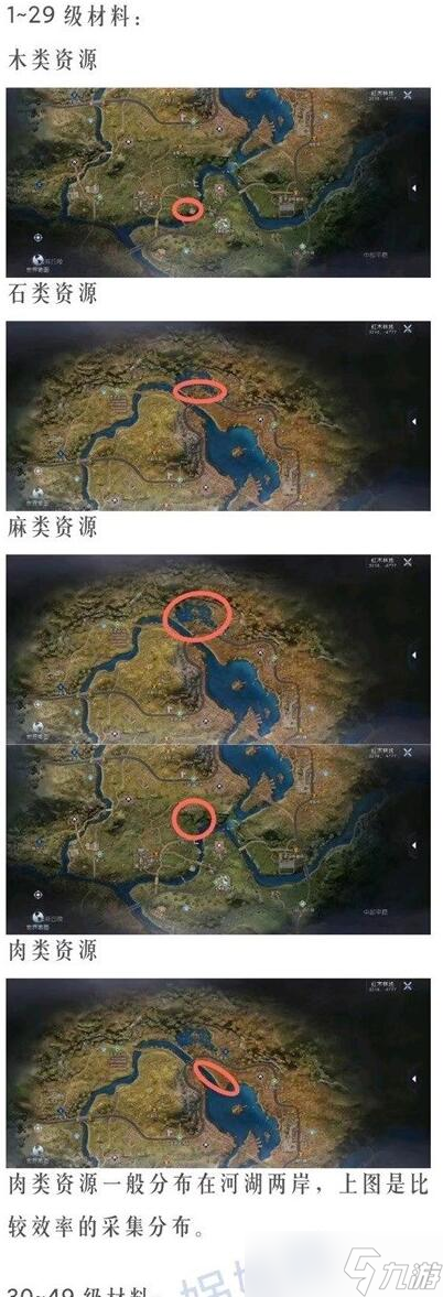 黎明觉醒生机1级到29级材料分布图介绍