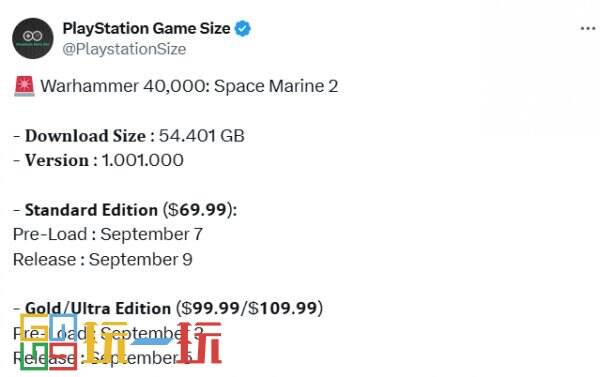 《战锤40K：星际战士2》PS5版的容量大小为54.401 GB